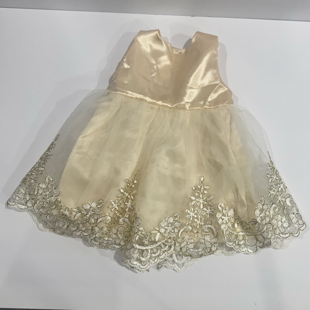 SHEIN Gold and Cream Formal Kids Dress